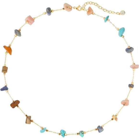 Multicolored Turquoise Necklace | Gold Boho Stone Pendant. - Picture 1 of 6